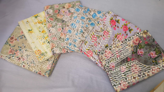 Beautiful Pure Printed Mul Mul Cotton with Fine Chikankari Work