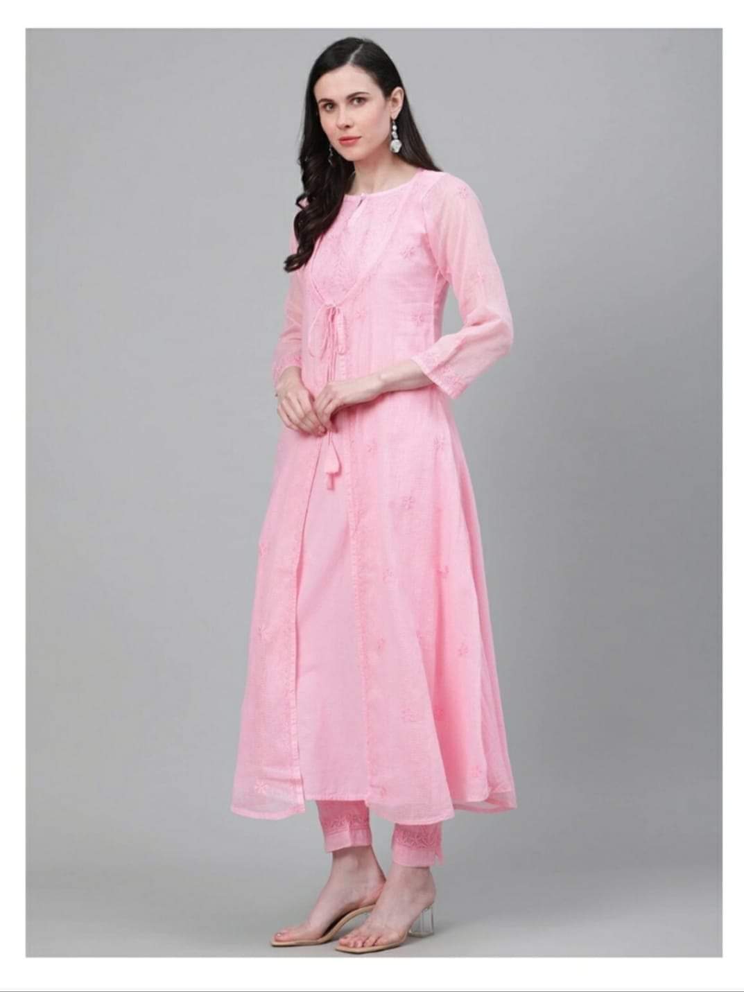Dyeable Noor Jaha Fine Kota Kurti with Dori Pattern & Matching Kota Pant | Elegant Women's Ethnic Wear