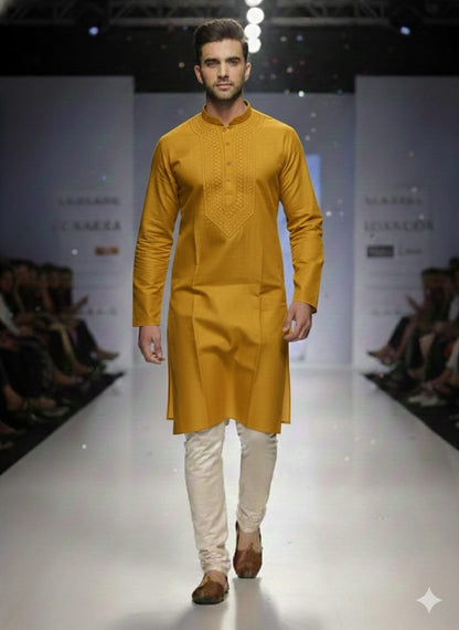 Fine Quality Raymond Cotton Men’s Embroidered Kurta Set