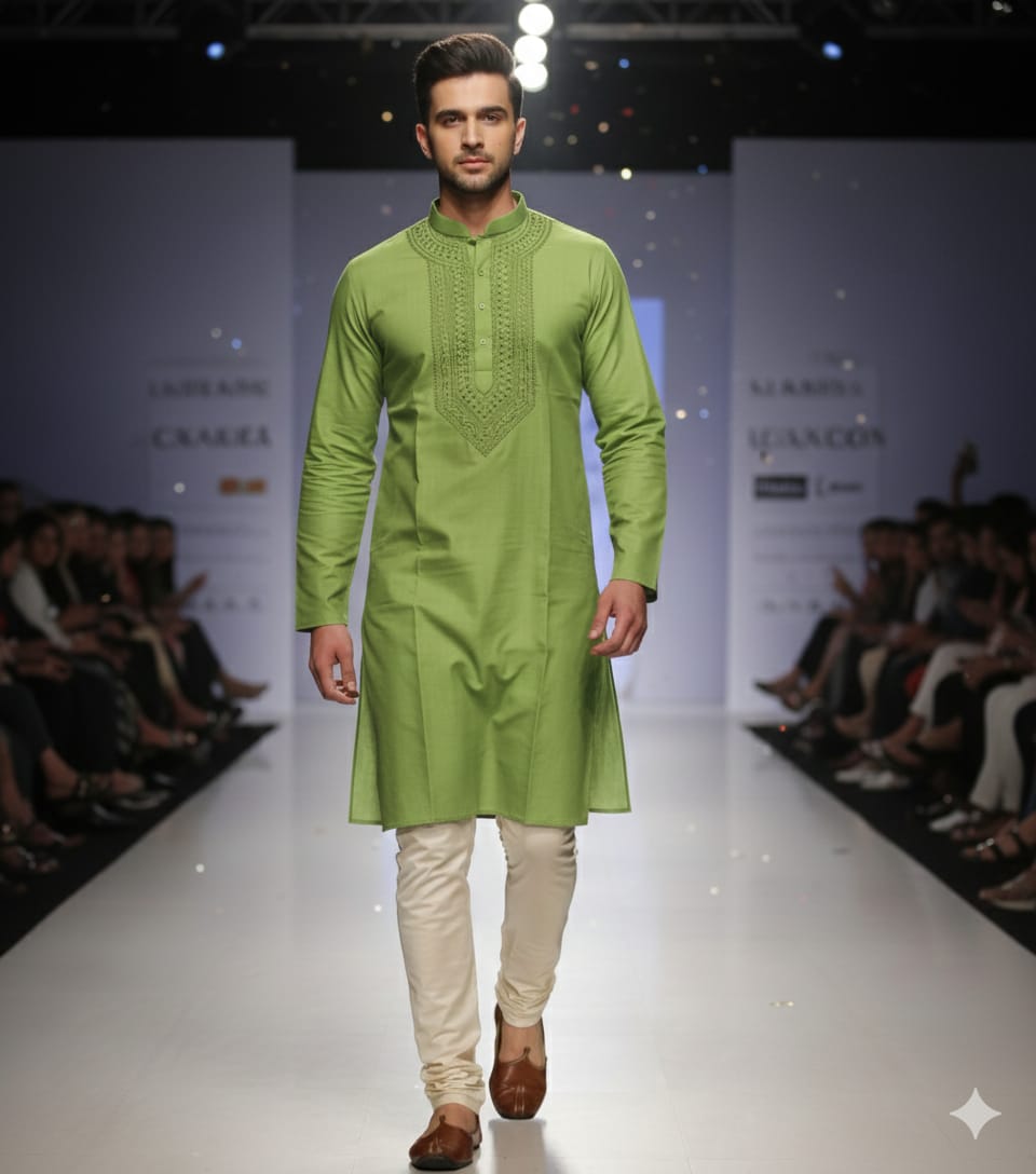 Fine Quality Raymond Cotton Men’s Embroidered Kurta Set
