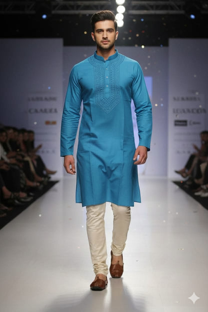 Fine Quality Raymond Cotton Men’s Embroidered Kurta Set