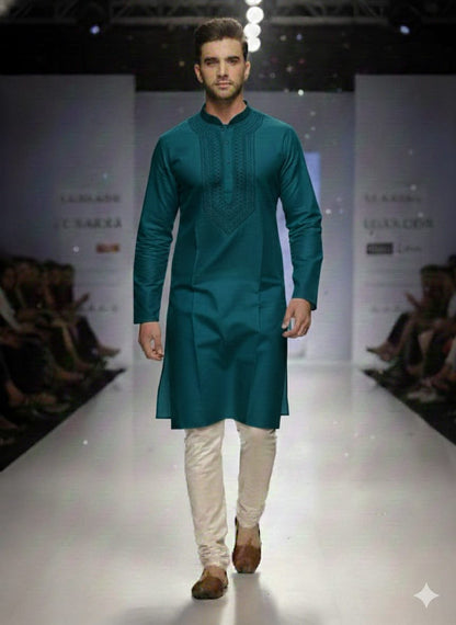 Fine Quality Raymond Cotton Men’s Embroidered Kurta Set