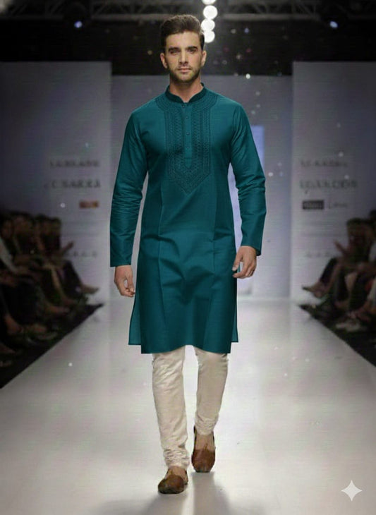 Fine Quality Raymond Cotton Men’s Embroidered Kurta Set