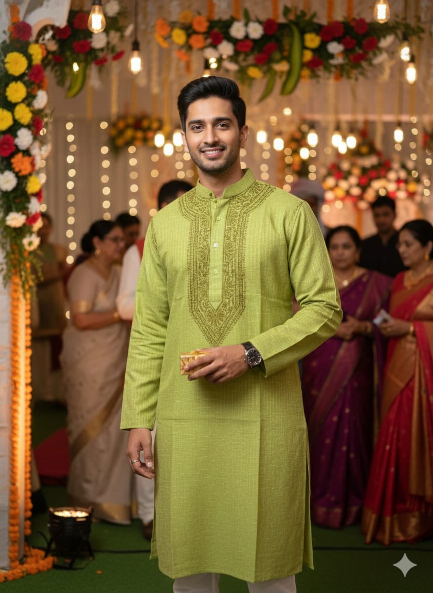 Fine Handwork Soft Cotton Kurta Set with Self Lining