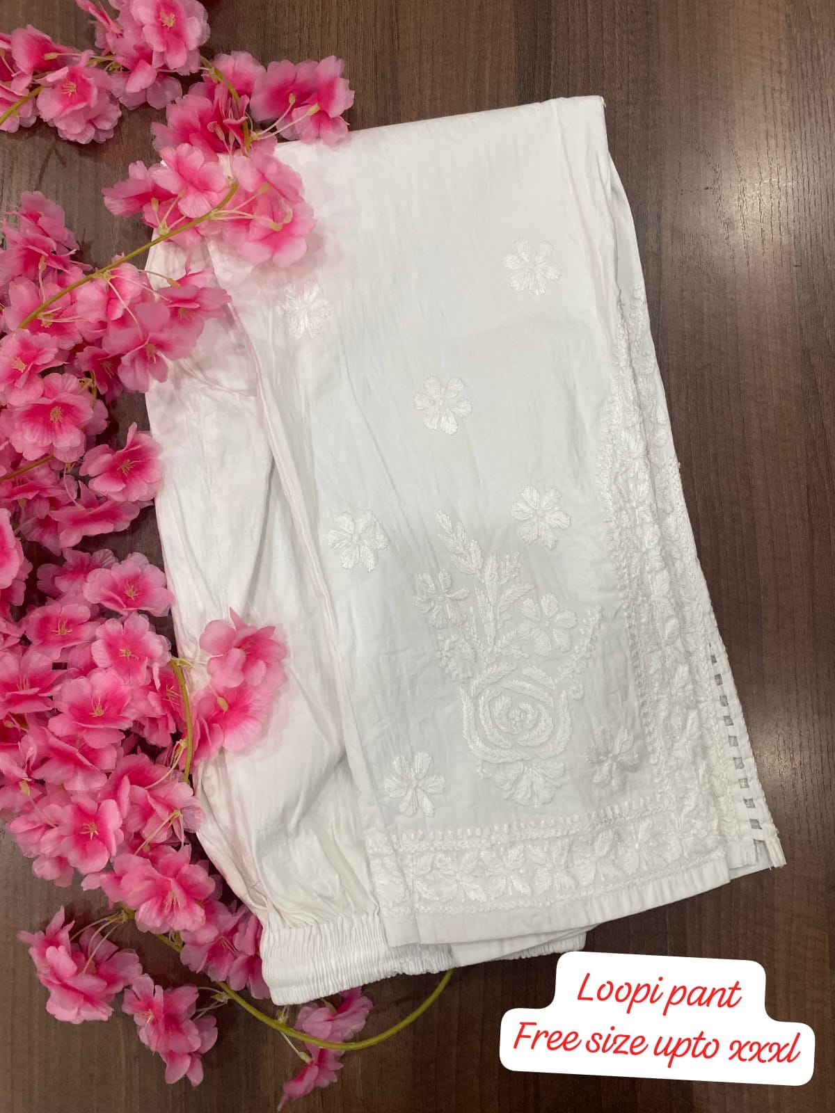 Pure Cotton Hand Embroidered Chikankari Loopi Pants
