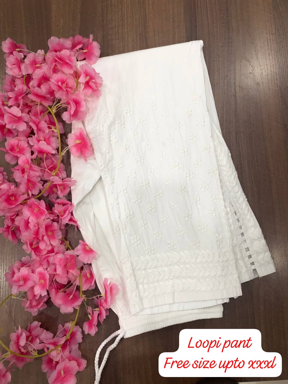 Pure Cotton Hand Embroidered Chikankari Loopi Pants