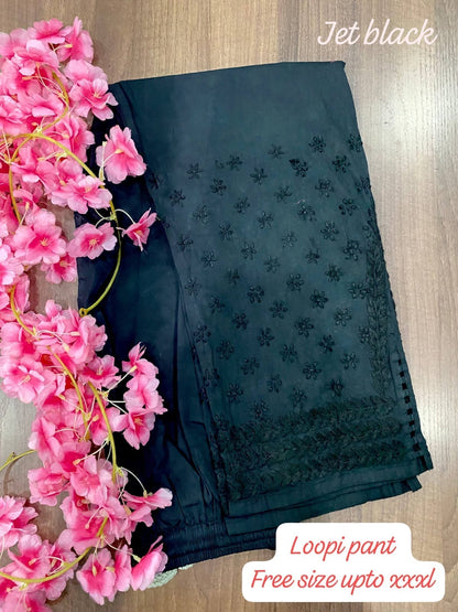 Pure Cotton Hand Embroidered Chikankari Loopi Pants