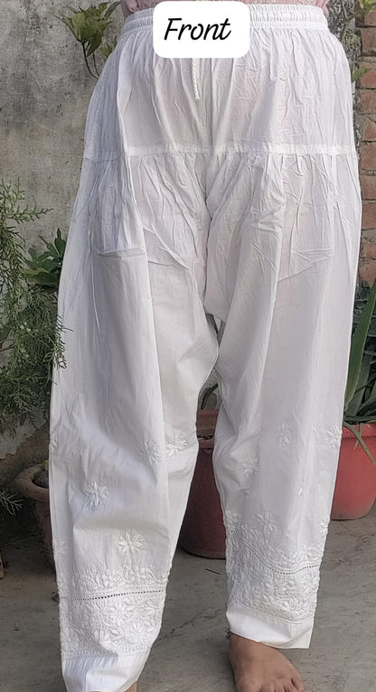 Premium Hand Embroidered Lucknowi Chikankari Pure Cotton Salwar