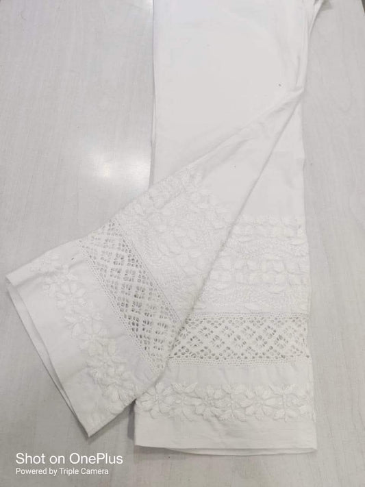 Premium Cotton Lycra Stretchable Chikankari Lace Bottom Pants