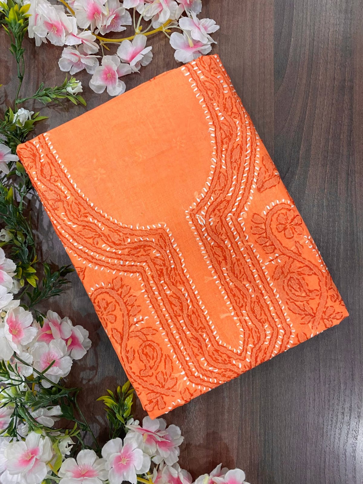 Pure Cotton Unstitched Kashmiri Gala Suit Set with Cotton Dupatta