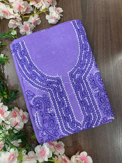 Pure Cotton Unstitched Kashmiri Gala Suit Set with Cotton Dupatta