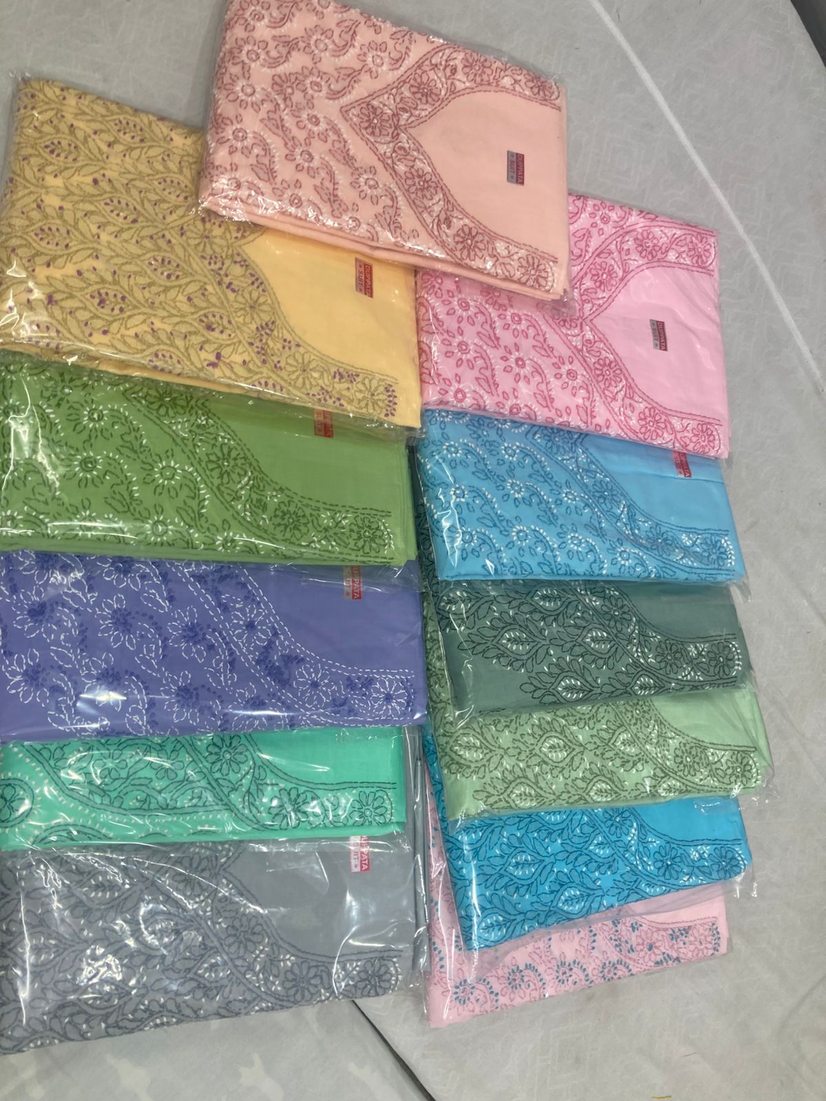 Soft Cotton Gala Booti Hand Embroidered Lucknowi Chikankari Unstitched Suit Piece with Chiffon Dupatta