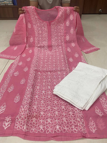 Pure Cotton Panel Jaal Chikankari Kurti with Fine Applique (Daraz) Work