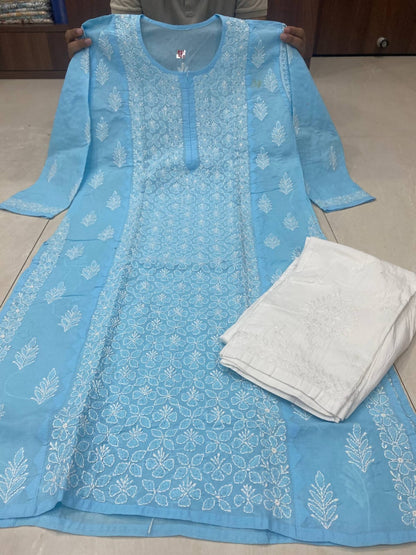 Pure Cotton Panel Jaal Chikankari Kurti with Fine Applique (Daraz) Work