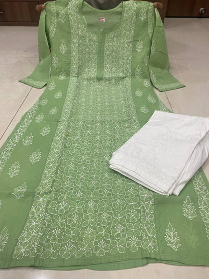 Pure Cotton Panel Jaal Chikankari Kurti with Fine Applique (Daraz) Work