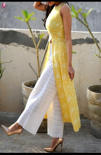 Fine Quality Hakoba Cotton Embroidered Palazzo Pants