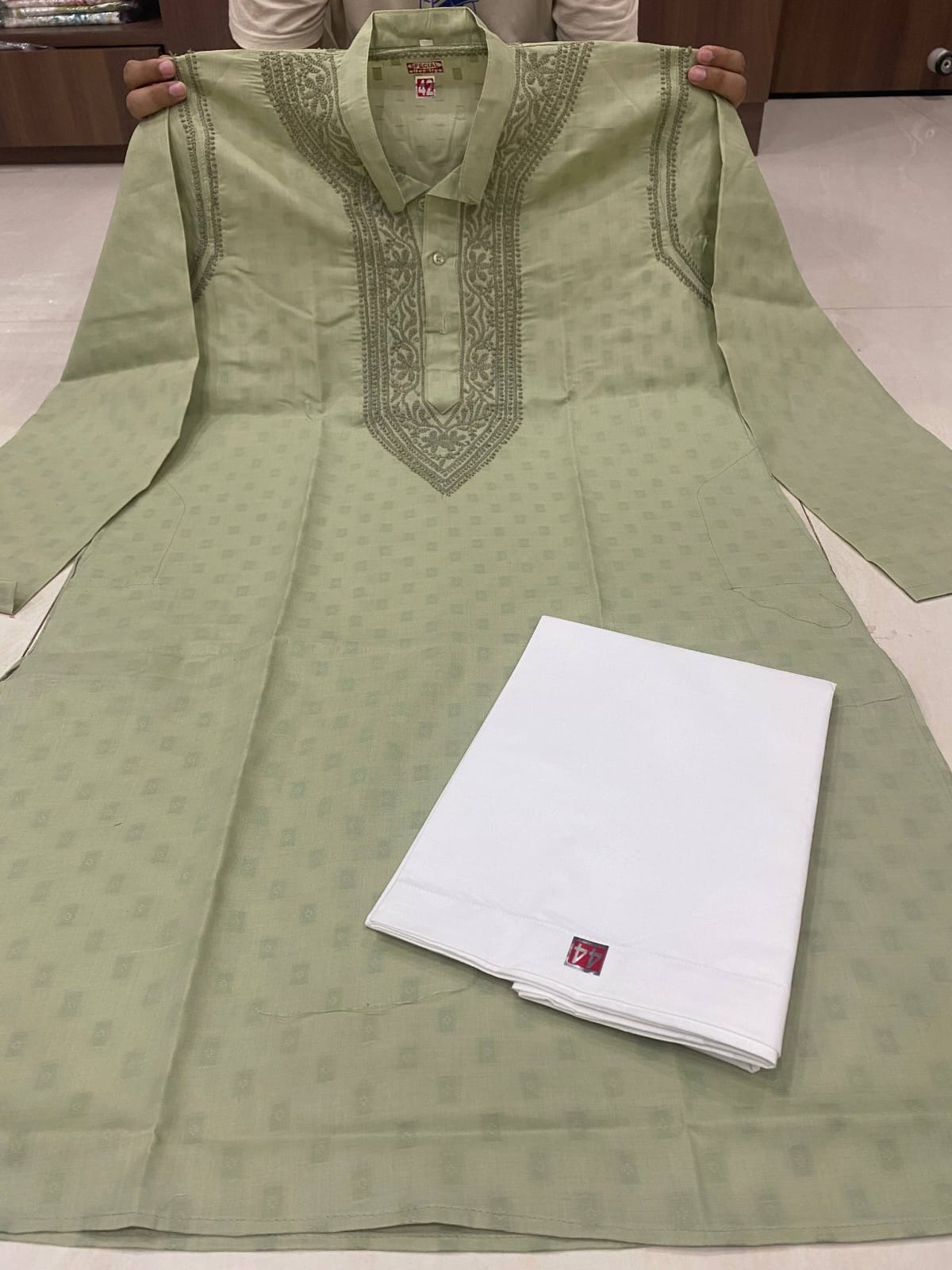 Men’s Pure Cotton Self-Weave Kurta Collection (Optional Pajama Set)