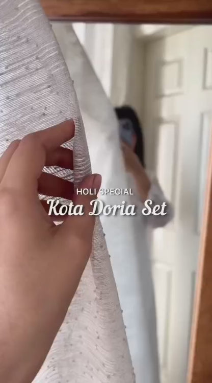 Dyeable Noor Jaha Fine Kota Kurti with Dori Pattern & Matching Kota Pant | Elegant Women's Ethnic Wear