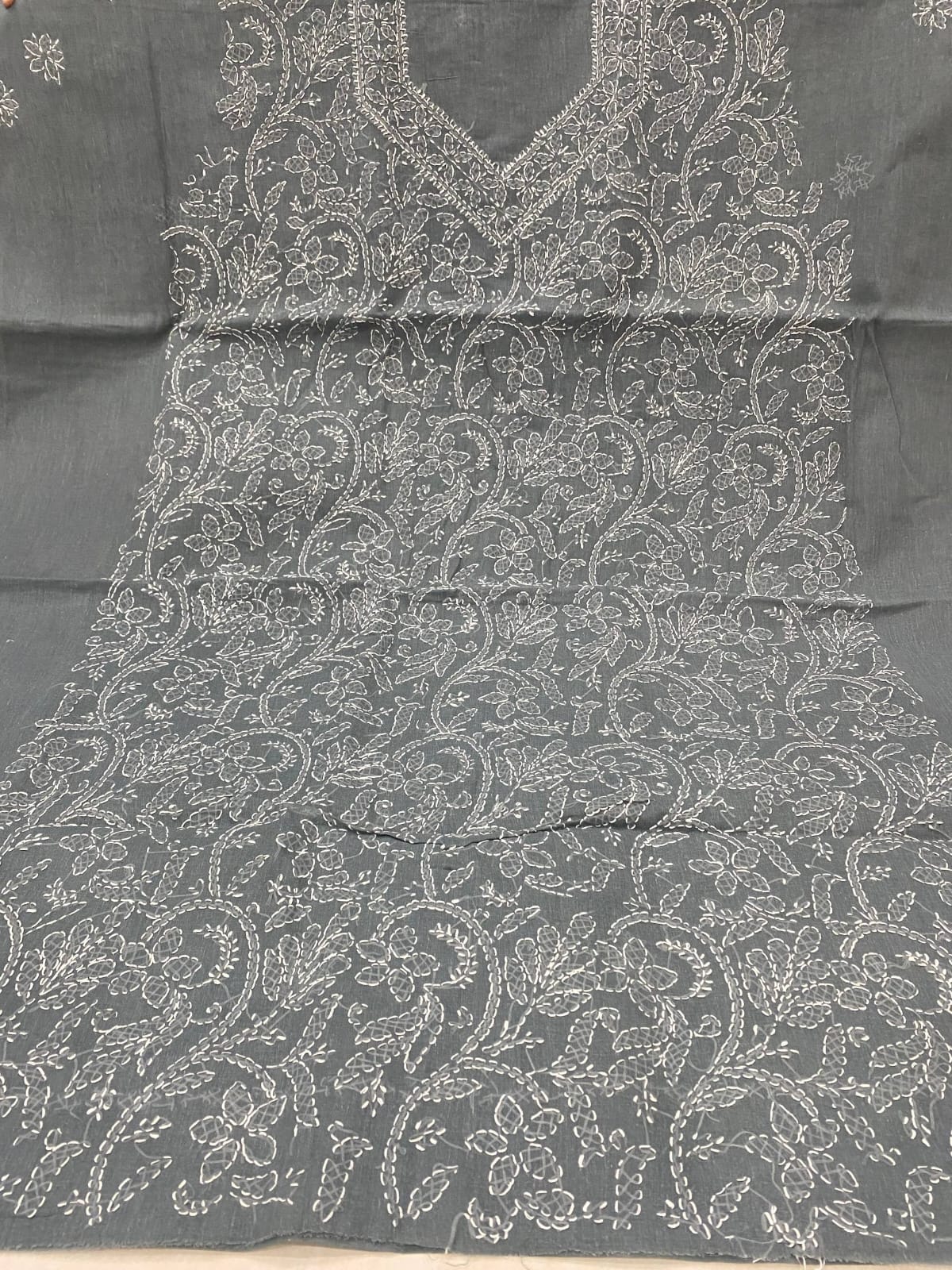Pure Cotton 3 Pc Unstitched Suit with Front Jaal Chikankari & Cotton Dupatta