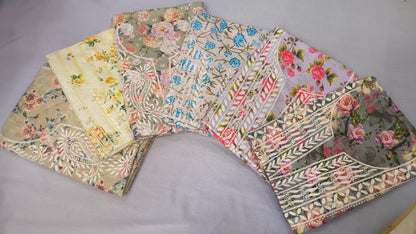 Beautiful Pure Printed Mul Mul Cotton with Fine Chikankari Work