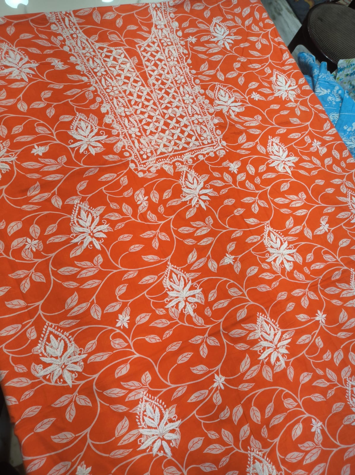 Beautiful Pure Printed Mul Mul Cotton with Fine Chikankari Work