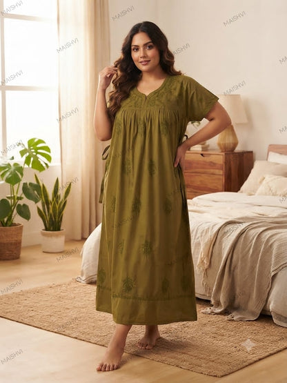 Plus Size Non-Transparent Cotton Nighty for Women | Comfortable Big Size Sleepwear