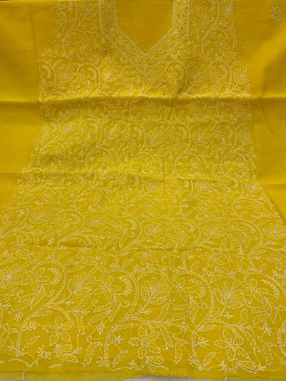 Pure Cotton 3 Pc Unstitched Suit with Front Jaal Chikankari & Cotton Dupatta