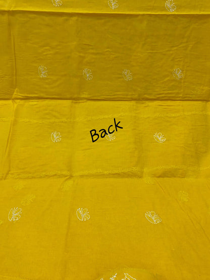 Pure Cotton 3 Pc Unstitched Suit with Front Jaal Chikankari & Cotton Dupatta