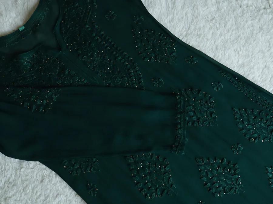 Viscose dyeable 3d work kurti set