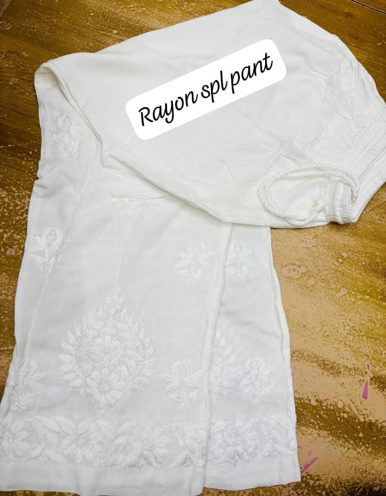 White Chikankari Bottoms for Women Plus Size Ethnic Pants