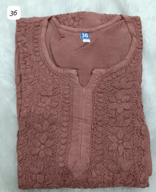 Premium 3D Work Muslin Kurti with Floral Detailing