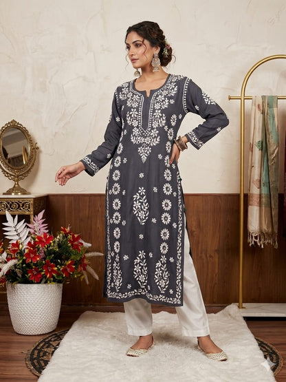 Lucknowi Chikankari Beautiful Heavy Work Modal Kurti