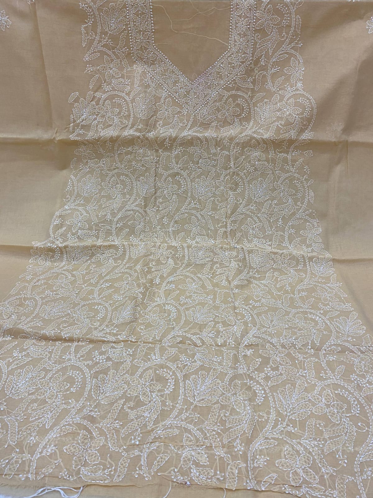 Pure Cotton 3 Pc Unstitched Suit with Front Jaal Chikankari & Cotton Dupatta