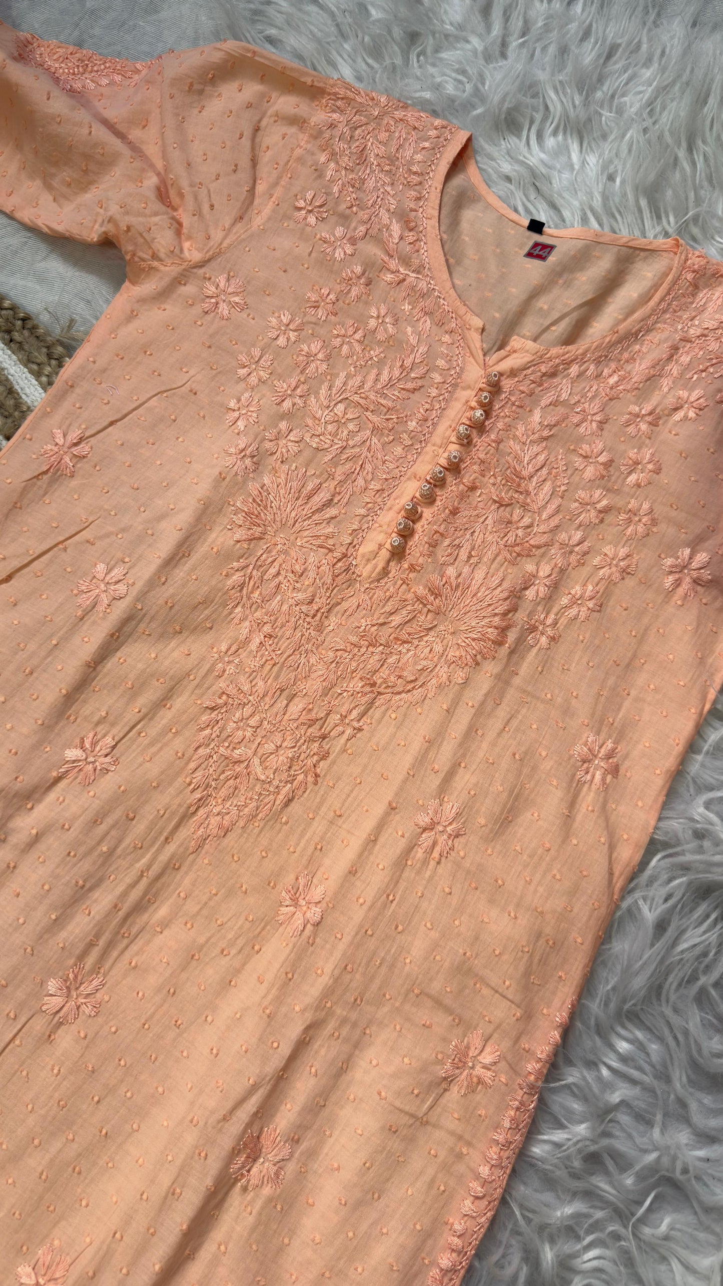 Lucknowi Chikankari Dobby Dyeable Cotton Kurti – Soft Pastel Summer Essential
