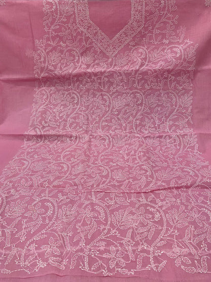 Pure Cotton 3 Pc Unstitched Suit with Front Jaal Chikankari & Cotton Dupatta