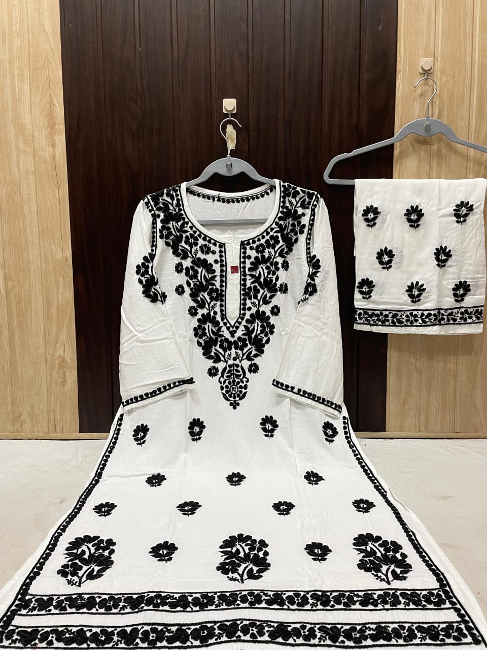 Rayon Cotton Chikan Embroidery Kurti & Plazo