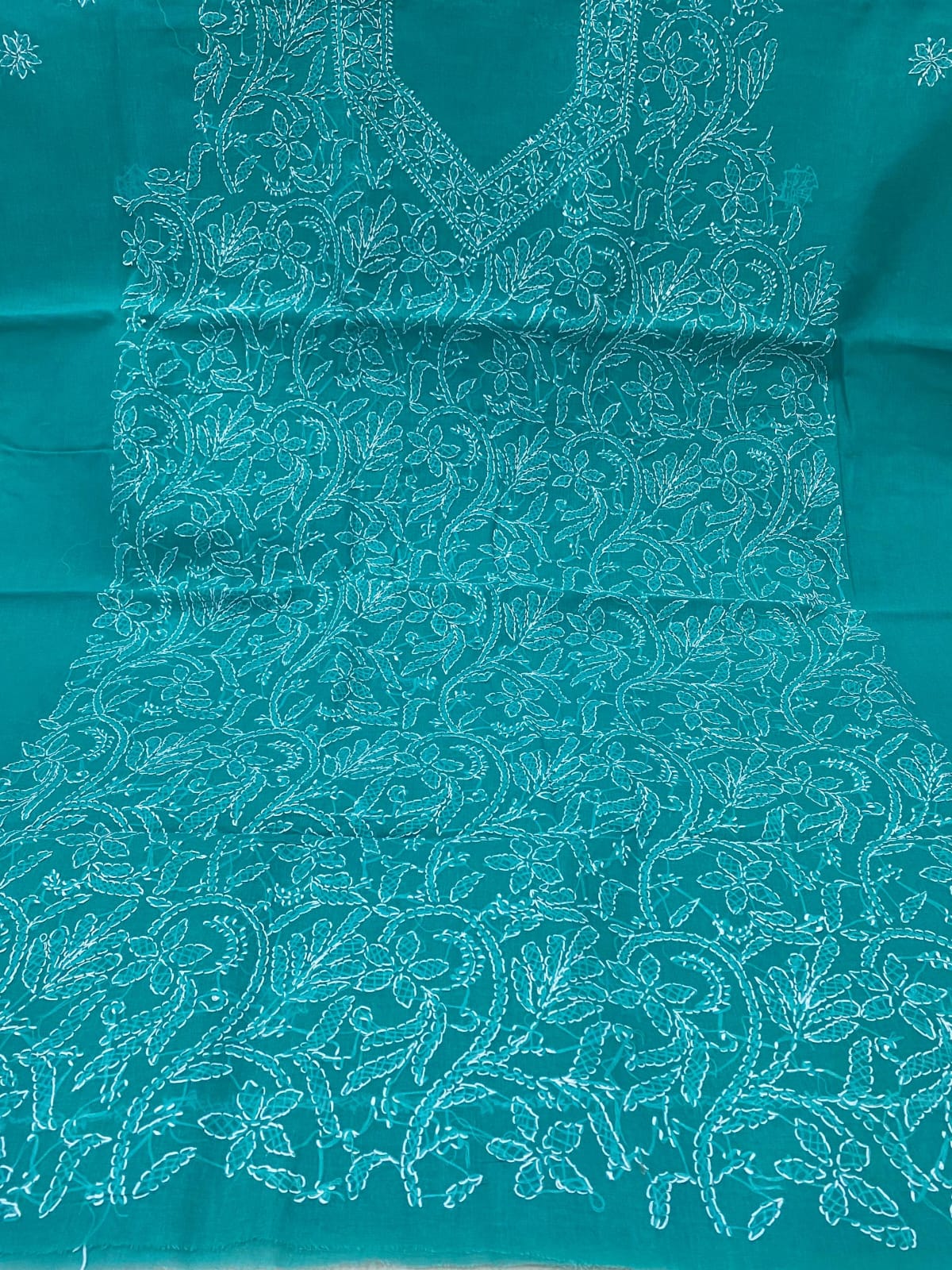 Pure Cotton 3 Pc Unstitched Suit with Front Jaal Chikankari & Cotton Dupatta