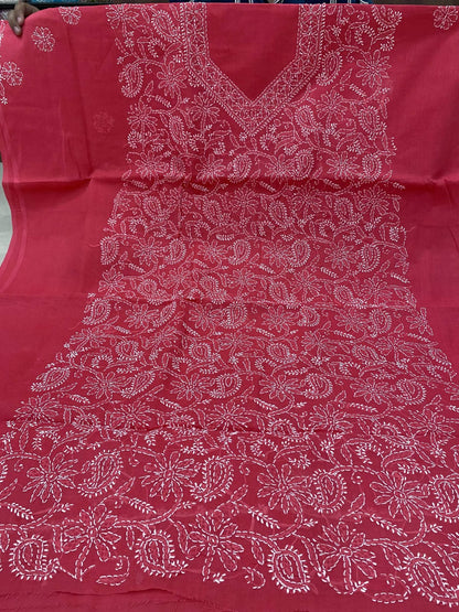 Pure Cotton 3 Pc Unstitched Suit with Front Jaal Chikankari & Cotton Dupatta