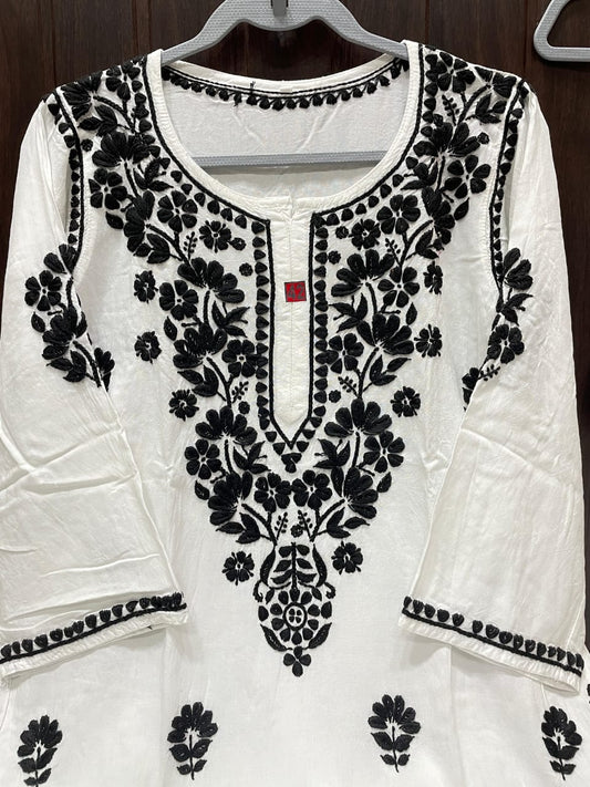 Rayon Cotton Chikan Embroidery Kurti & Plazo