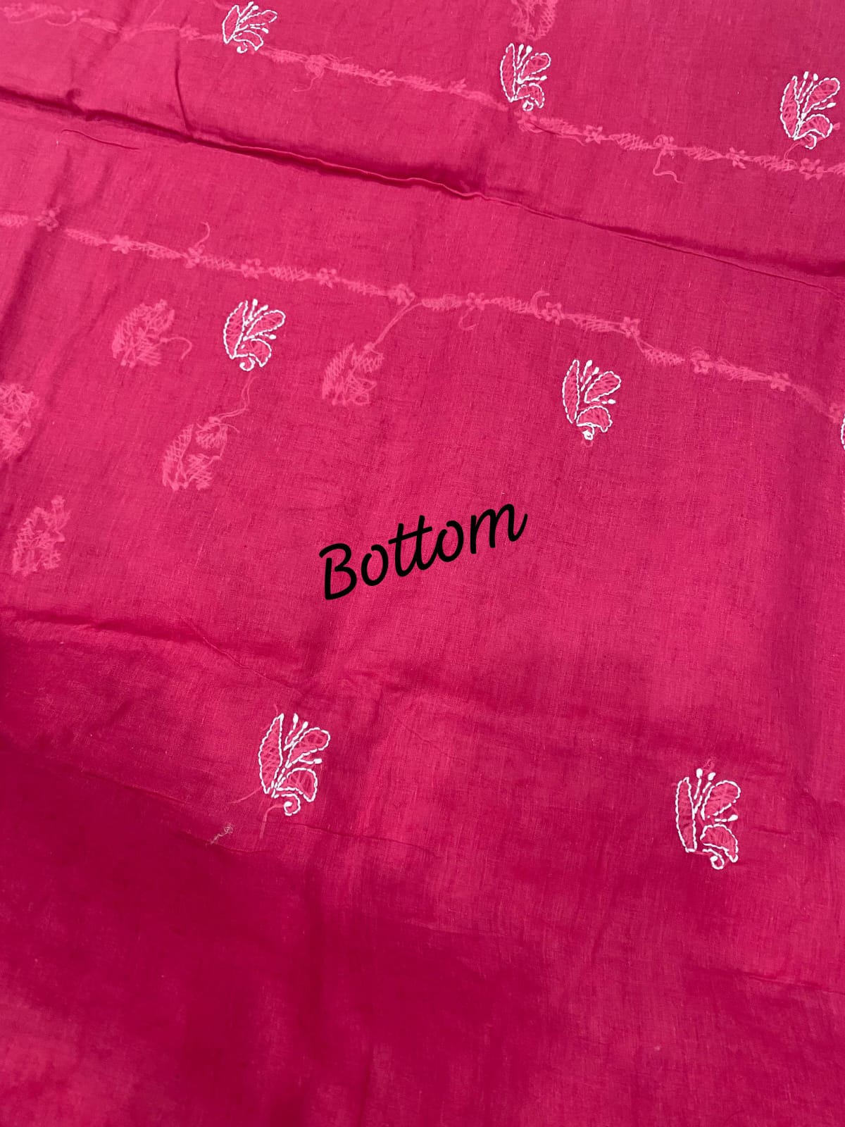 Pure Cotton 3 Pc Unstitched Suit with Front Jaal Chikankari & Cotton Dupatta