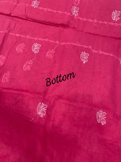 Pure Cotton 3 Pc Unstitched Suit with Front Jaal Chikankari & Cotton Dupatta