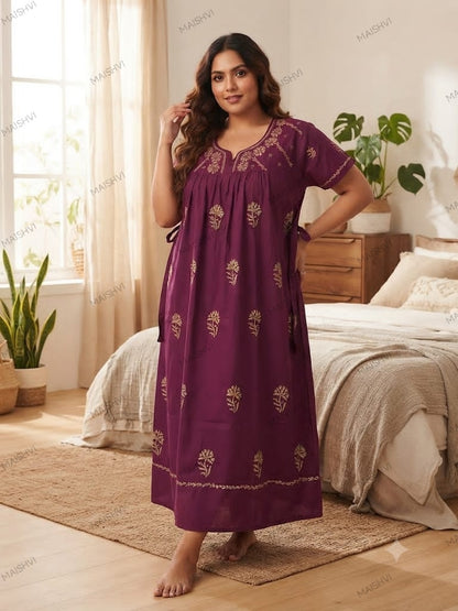 Plus Size Non-Transparent Cotton Nighty for Women | Comfortable Big Size Sleepwear