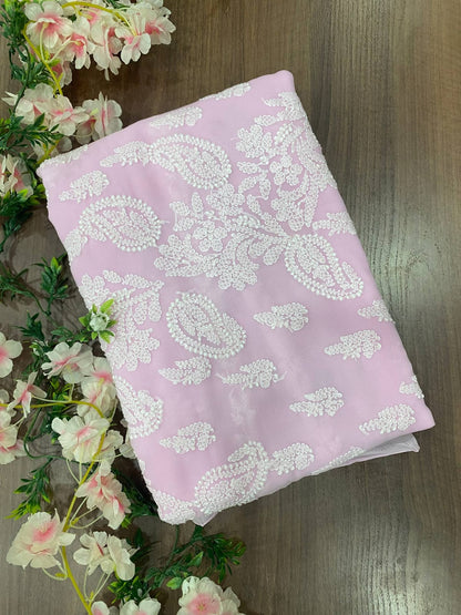 Beautiful Georgette Saree with Designer Lining Work Pallu & Blouse