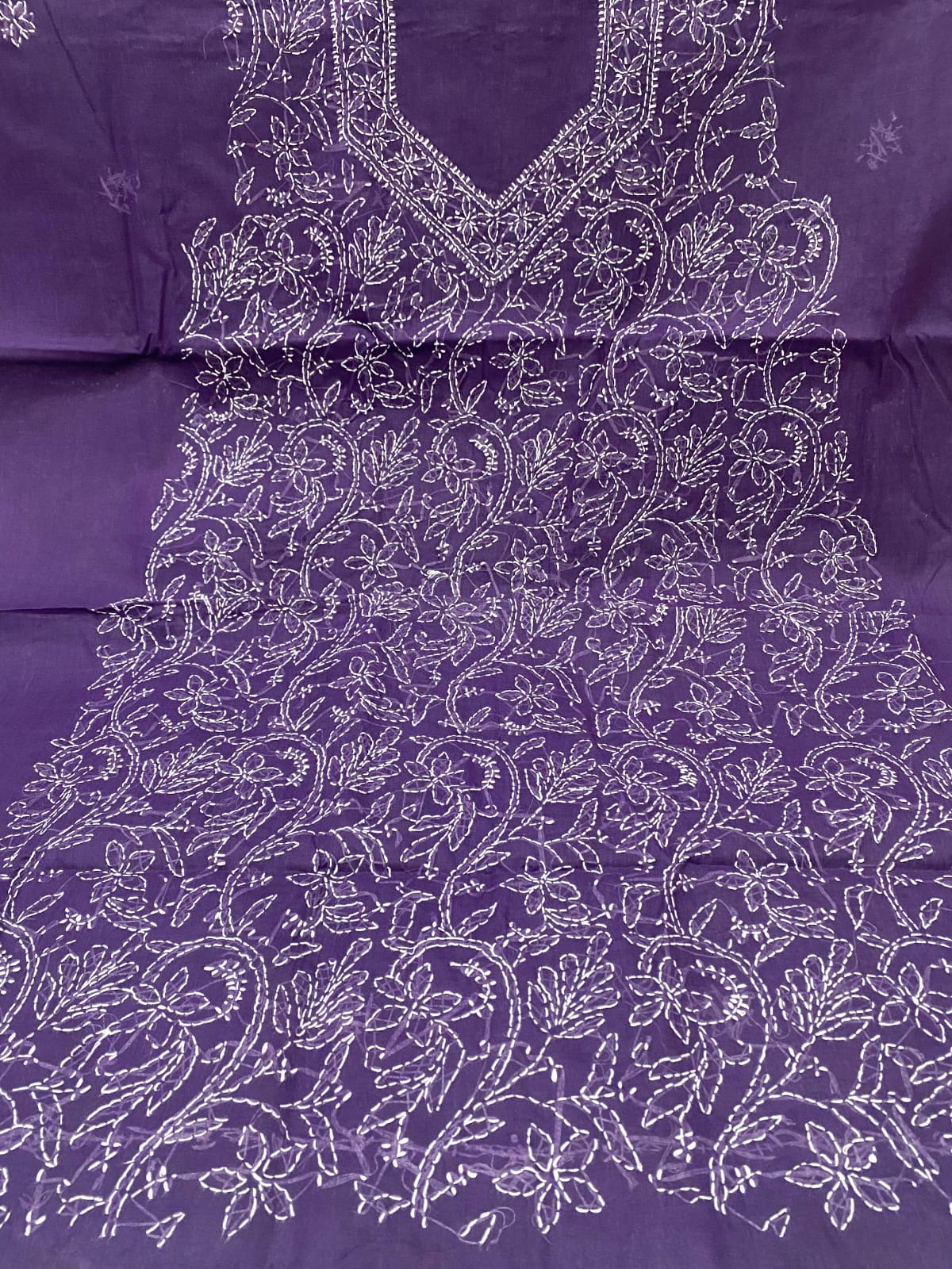 Pure Cotton 3 Pc Unstitched Suit with Front Jaal Chikankari & Cotton Dupatta