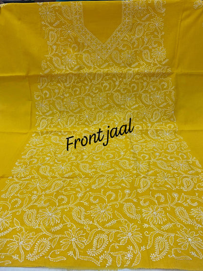 Pure Cotton 3 Pc Unstitched Suit with Front Jaal Chikankari & Cotton Dupatta