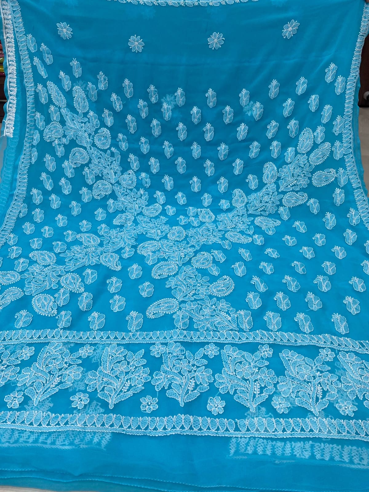 Beautiful Georgette Saree with Designer Lining Work Pallu & Blouse
