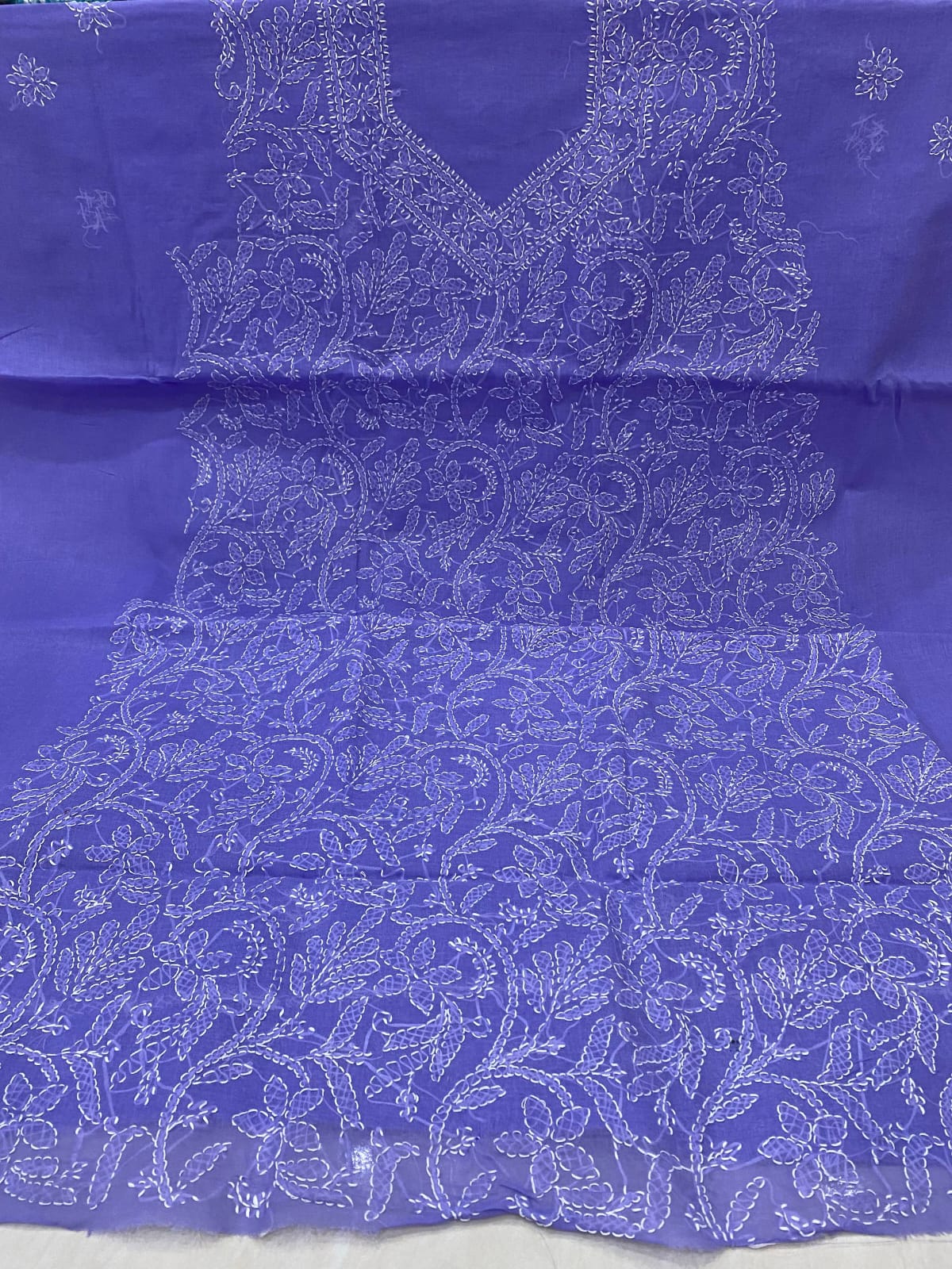 Pure Cotton 3 Pc Unstitched Suit with Front Jaal Chikankari & Cotton Dupatta