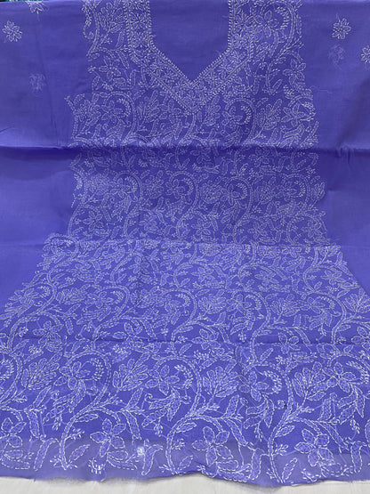 Pure Cotton 3 Pc Unstitched Suit with Front Jaal Chikankari & Cotton Dupatta
