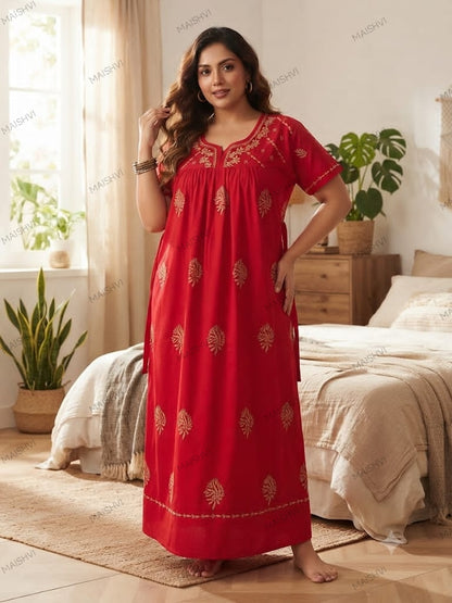 Plus Size Non-Transparent Cotton Nighty for Women | Comfortable Big Size Sleepwear