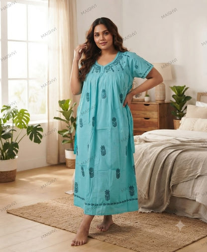 Plus Size Non-Transparent Cotton Nighty for Women | Comfortable Big Size Sleepwear